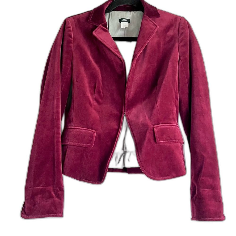 J. Crew Burgundy Velvet Vintage Blazer, Size 4